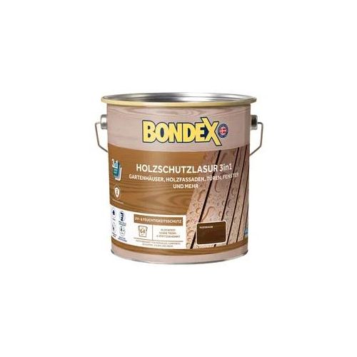 Bondex Holzschutzlasur 3in1 außen, 4L für 64 m2, Seidenmatt, UV- & Feuchtigkeitsschutz, Nussbaum