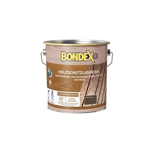 Bondex Holzschutzlasur 3in1 außen, 4L für 64 m2, Seidenmatt, UV- & Feuchtigkeitsschutz, Dunkelgrau