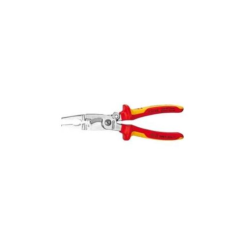 Knipex VDE-Elektro-Installationszange mit Öffnungsfeder, 6-in-1 Multifunktionszange, Universalzange