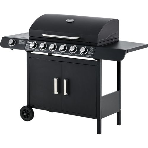 Outsunny Gasgrill BBQ Grillwagen mit 7 Brennern Schrank Multifunktion Metall