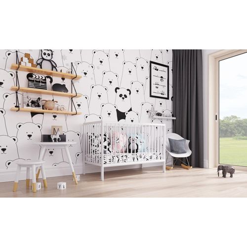 Kinderbett Babybett - BELLO basic – Ökologisch und aus Massivholz 3 fach höhenverstellbar inkl. Matratze mit drei herausnehmbaren Latten 60 x 120 cm Weiß