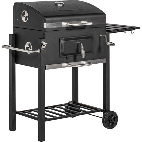 Outsunny Holzkohlegrill Grillwagen Grill BBQ Holzkohle Kohlegrill Gartengrill