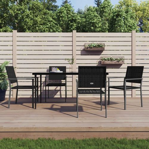 Möbel 5-tlg. Garten-Essgruppe Poly Rattan und Stahl - Balkonmöbel 3187011