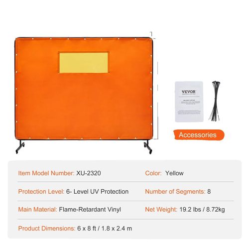Schweißschutz, flammwidriges Material, schwenkbare Räder, 6x8ft