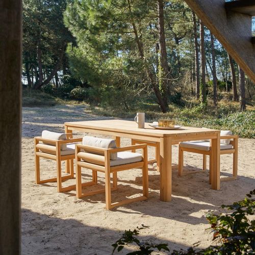 Gartenmöbel-Set Loen aus Teakholz mit Stoffkissen, 4 Stühle