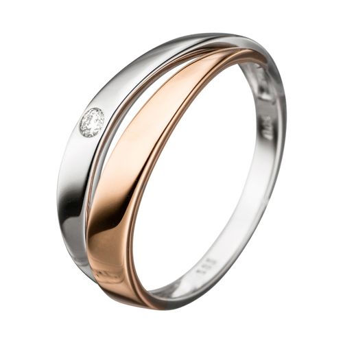 Diamantring JOBO Gr. 60, rosa (roségold 585), Fingerringe, Damen, 60, SI = kleine Einschlüsse, Roségold 585-Weißgold 585-Diamanten, Rosu00e9gold 585, Weißgold 585, Diamanten, 585 Gold bicolor mit Diamant