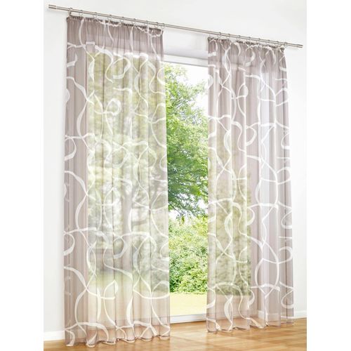 Gardine HEINE HOME Gr. 2, beige (taupe, weiß), B:140cm H:175cm, Polyester, Gardinen
