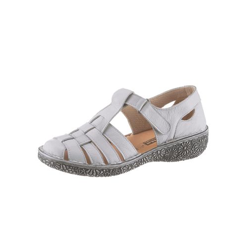 Klettschuh LORETTA, Damen, Gr. 41, grau (ecru), Glattleder, klassisch, Schuhe Sandale Fischersandale