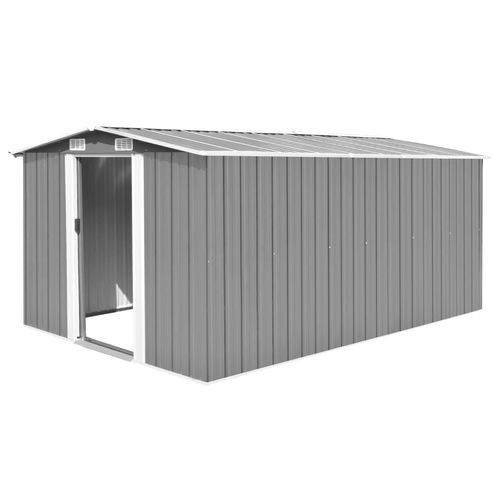 Gerätehaus Metall | Farbe: Grau | Größe: 257 x 392 x 181 cm