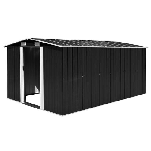 Gerätehaus Metall | Farbe: Anthrazit | Größe: 257 x 392 x 181 cm