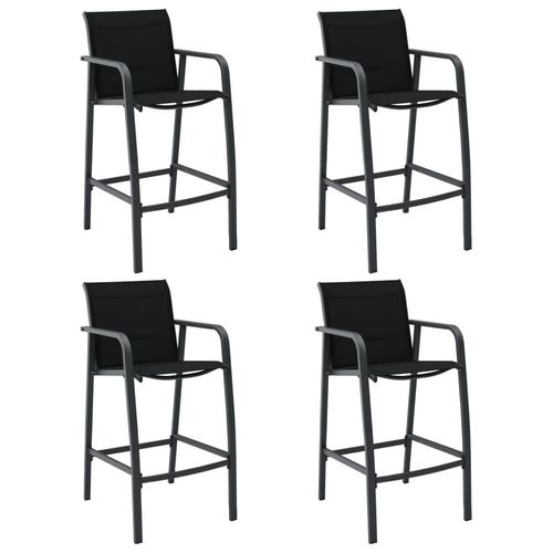Garten-Barstühle 2 Stk. Textilene | Anzahl im Paket: 4 | Farbe: Schwarz