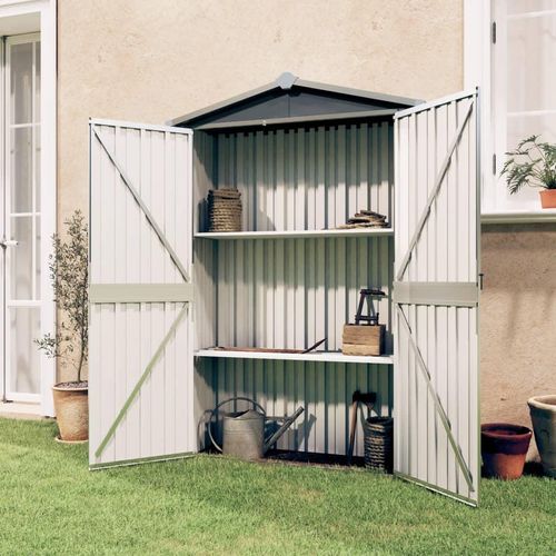 Gerätehaus 116X45X175 Cm Verzinkter Stahl | Farbe: Grau