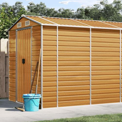 Gerätehaus Verzinkter Stahl | Farbe: Hellbraun | Größe: 191 x 640 x 198 cm