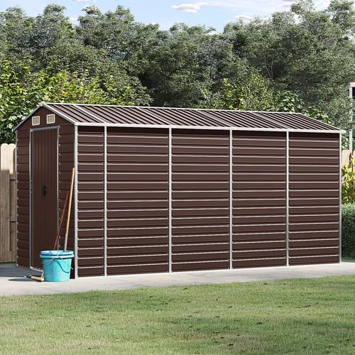 Gerätehaus Verzinkter Stahl | Farbe: Braun | Größe: 191 x 385 x 198 cm