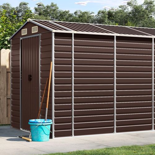 Gerätehaus Verzinkter Stahl | Farbe: Braun | Größe: 191 x 555 x 198 cm