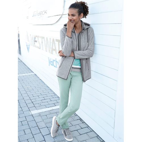 Fleecejacke CASUAL LOOKS, Damen, Gr. 36, grau (grau, meliert), 100% Polyester, unifarben, Langarm, Jacken