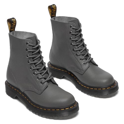 Schnürboots DR. MARTENS, Damen, Gr. 40, grau (dunkelgrau), Leder, klassisch, Schuhe, Stiefelette, Freizeitschuh mit Schnürung
