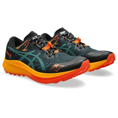 Trailrunningschuh ASICS "Fuji Lite 5", Gr. 43,5, saxon grün, rainy lake, Textil, sportlich, Schuhe, Trailrunningschuh