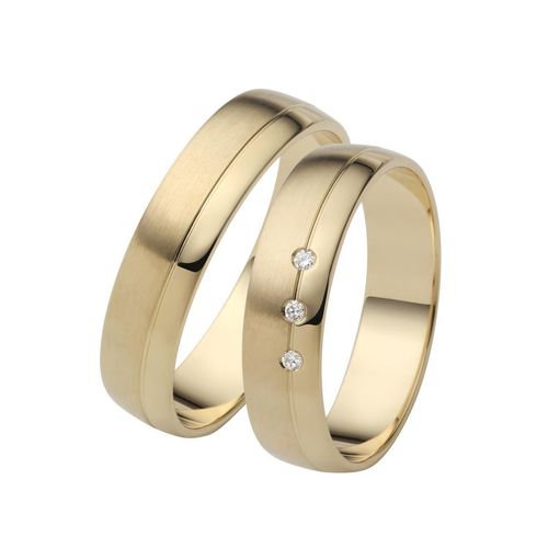 Trauring FIRETTI "Schmuck Geschenk Gold 750 Hochzeit Ehering "LIEBE" Gr. 70, gold (gelbgoldfarben), Fingerringe, Damen, 70, 0,03 SI = kleine Einschl&uuml;sse mit Brillanten, Gelbgold 375, 5mm, Trauring, Made in Germany, wahlweise mit oder ohne Brillanten