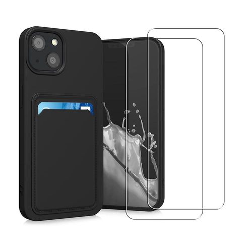 Hülle iPhone 13 und 2 schutzfolien - Silikon - Schwarz
