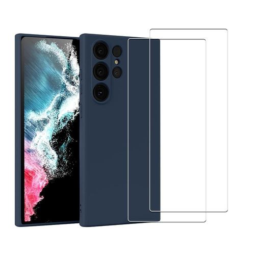Hülle Galaxy S22 Ultra und 2 schutzfolien - Silikon - Blau