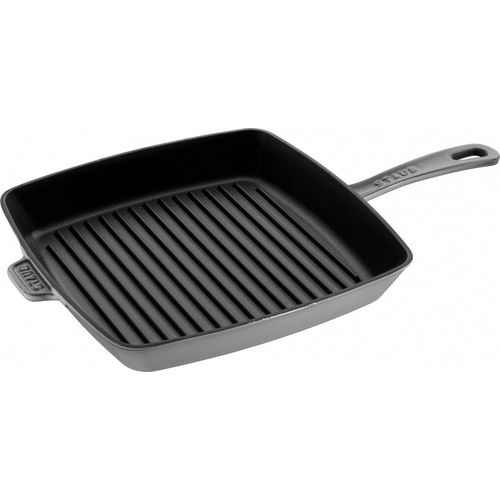 Staub Grillpfanne, quadratisch, 30 x 30 cm grafitgrau Grillpfannen Kochgeschirr 40 x 55 x 49,5cmquadratisch 30 cm Graphitgrau