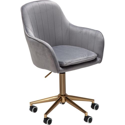 Schreibtischstuhl Samt Grau, Design Drehstuhl mit Lehne, Arbeitsstuhl 120 kg Höhenverstellbar, Schalenstuhl mit Rollen, Stuhl Drehbar