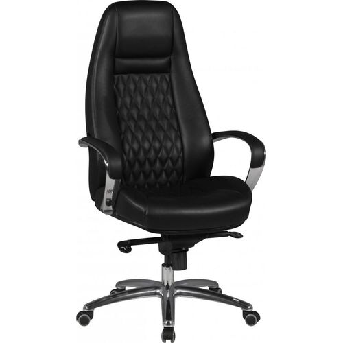 Bürostuhl AUSTIN Echt-Leder Schwarz Schreibtischstuhl 120KG Chefsessel hohe Rückenlehne mit Kopfstütze X-XL