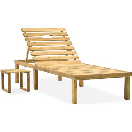 vidaXL Garten-Sonnenliege mit Tisch und Auflage Kiefer Imprägniert