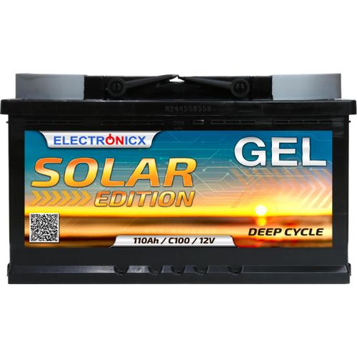 Solarbatterie 12V 110AH Electronicx Solar Edition GEL Batterie Solar Akku Versorgungsbatterie stromspeicher photovoltaik Camping Solaranlage Gartenh
