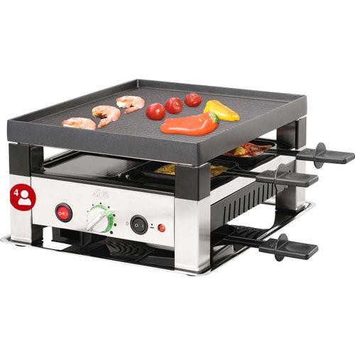 Solis 5 in 1 Raclette Tischgrill, 1020 W, 4 Personen, Mini Pizza Mini Wok Crepes