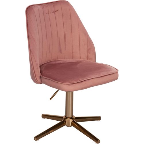 Schreibtischstuhl Rosa Samt Design Drehstuhl mit Lehne, Schalenstuhl 120 kg Höhenverstellbar, Arbeitsstuhl ohne Rollen, Stuhl Schreibtisch Home-Office Drehbar