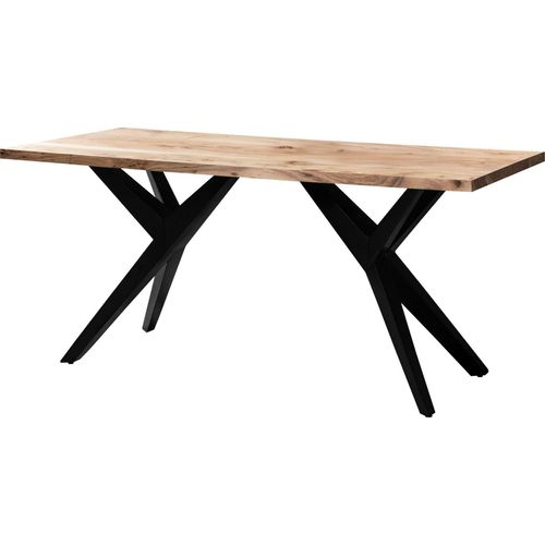 Esszimmertisch 180x90x76 cm Akazie Massivholz Metall Esstisch Loft-Style, Küchentisch mit Metallbeinen, Holztisch Industrial Groß, Speisetisch Esszimmer Rechteckig