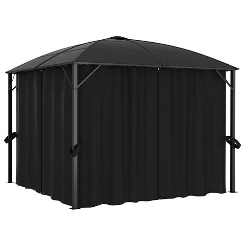Pavillon Mit Vorhängen 300 X 300 X 265 Cm Anthrazit