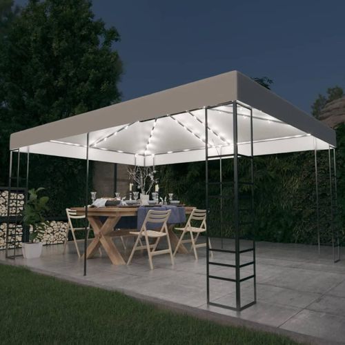 Pavillon Mit Led-Lichterkette 4X3X2,7 M | Farbe: Weiß