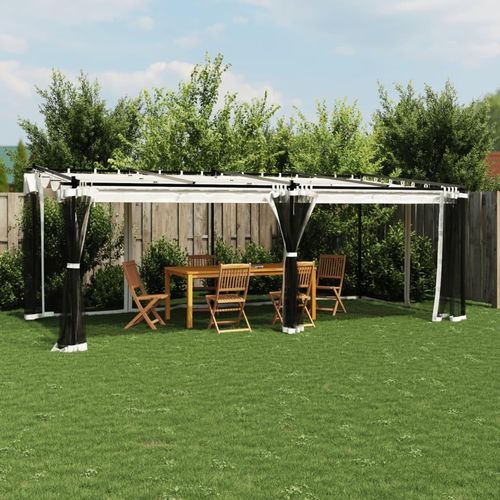 Pavillon Wänden Stahl Creme | Größe: 6 x 3 m | Modell: mit Netz