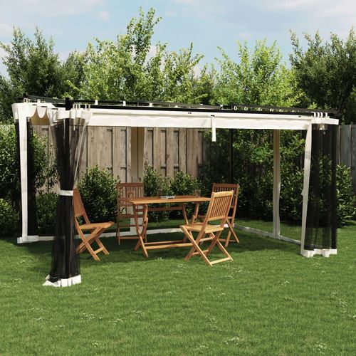 Pavillon Wänden Stahl Creme | Größe: 4 x 3 m | Modell: mit Netz