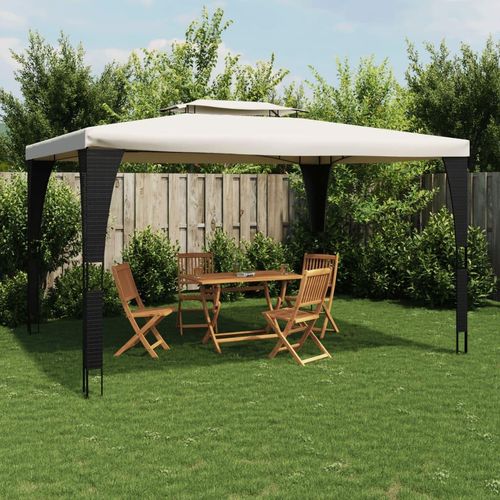 Pavillon Mit Doppeldach 3,98X2,98 M Stahl | Farbe: Creme | Größe: 3.98 x 2.98 m