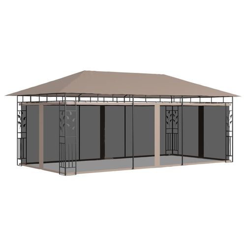 Pavillon Mit Moskitonetz 3X3X2,73 M 180 G/M² | Farbe: Taupe | Größe: 6 x 3 x 2.73 m