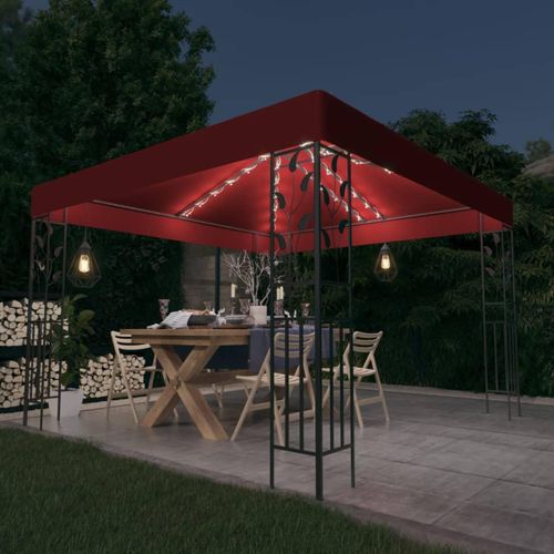Pavillon Mit Led-Lichterkette 3X3 M | Farbe: Weinrot