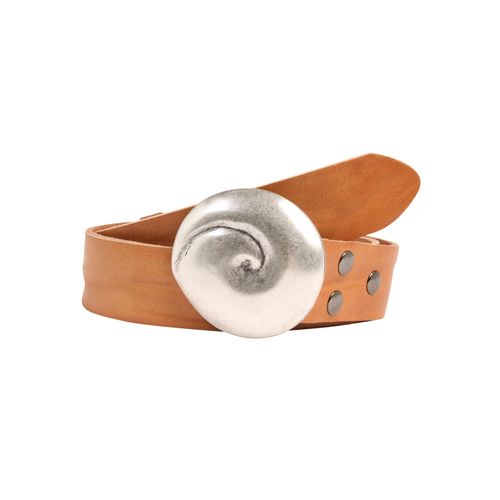 Ledergürtel, Damen, Gr. 80, braun (cognac), Leder, RETTUNGSRING BY SHOWROOM 019, unifarben, casual,modisch, Gürtel, mit austauschbarer Schließe »Muschel Rund Silber«