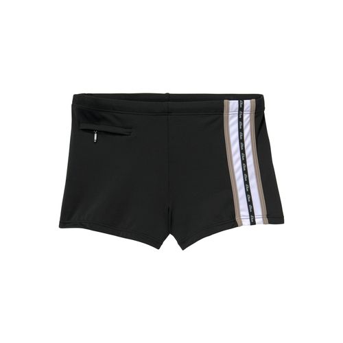 Boxer-Badehose S.OLIVER, Herren, Gr. 6, N-Gr, schwarz, Polyamid, unifarben, Badehosen, mit Reißverschlusstasche