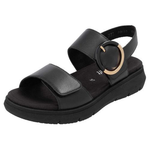 Riemchensandale REMONTE, Damen, Gr. 41, schwarz, Leder, unifarben, casual, Schuhe, Sandale, Bequemschuh, Sommerschuh mit praktischen Klettverschlüssen