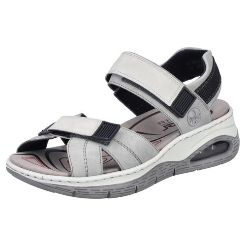 Trekkingsandale RIEKER, Damen, Gr. 43, grau (hellgrau), Lederimitat, casual, Schuhe, Outdoorsandale, Sommerschuh, Klettschuh mit Rieker Air-Funktion, Topseller
