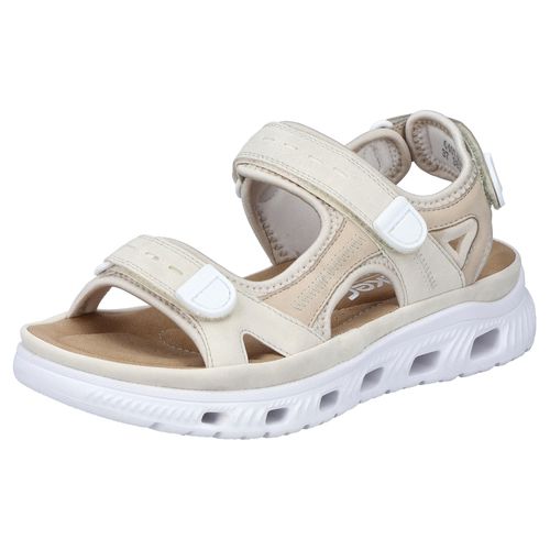 Sandale RIEKER SPORT, Damen, Gr. 41, beige (creme), Lederimitat, Textil, sportlich, Schuhe, Sommerschuh, Sandalette, Plateauabsatz, mit Klettriemchen