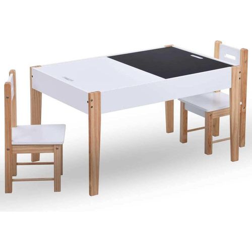 vidaXL 3-tlg. Kinder-Sitzgruppe mit Kreidetafel Schwarz und Weiß