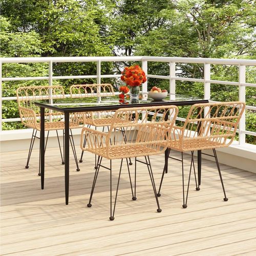 Möbel 5-tlg. Garten-Essgruppe Poly Rattan - Balkonmöbel 3157847