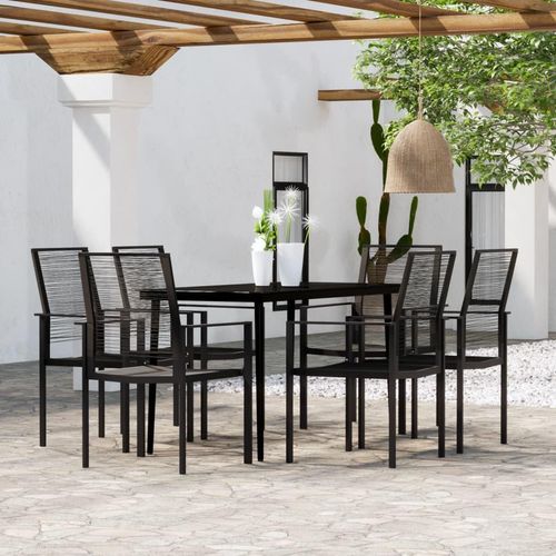 Möbel 7-tlg. Garten-Essgruppe Schwarz - Balkonmöbel 3099206