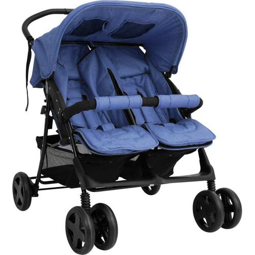 Zwillingskinderwagen Marineblau Stahl 10344