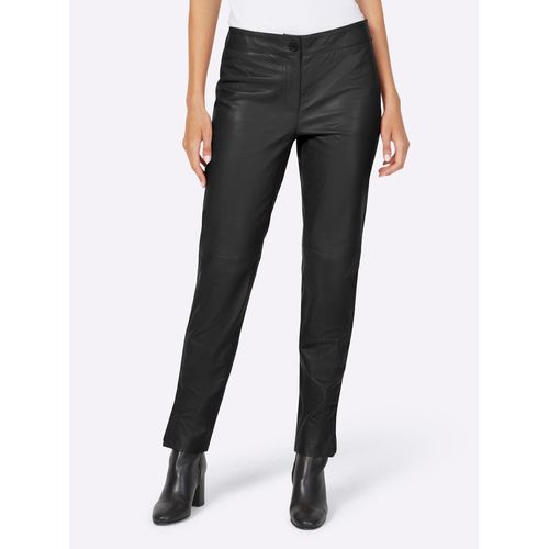 Lederhose HEINE, Damen, Gr. 46, Normalgrößen, schwarz, 100% Lammnappaleder, unifarben, lang, Hosen